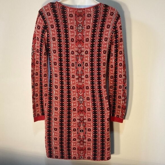 Blue Rain SZM Sweater Dress Red & Black Fair Isle Boho Timeless Preppy Y2K - Picture 3 of 8
